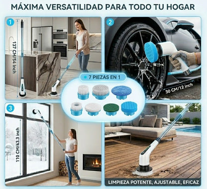Limpieza profunda sin esfuerzo con el Cepillo Limpiador Eléctrico Recargable 7 en 1