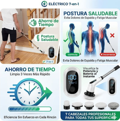 Limpieza profunda sin esfuerzo con el Cepillo Limpiador Eléctrico Recargable 7 en 1